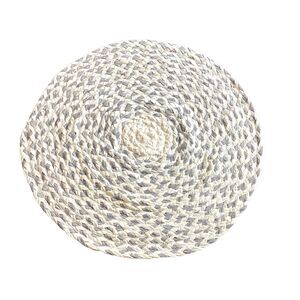 Braided Cotton 30-inch Round Rug Heather Gray and Off White